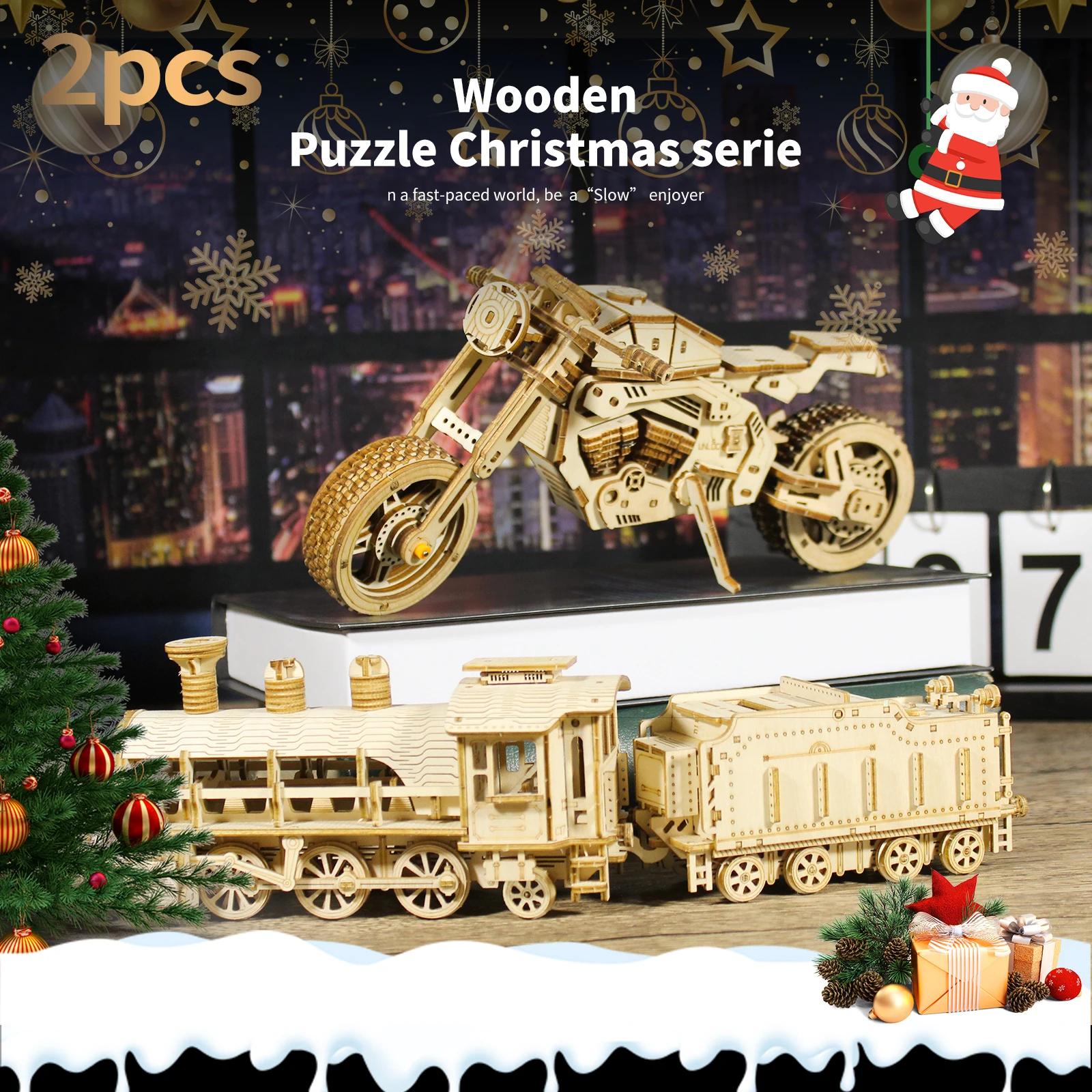

2 шт. 3D деревянные головоломки, наборы моделей механического поезда и мотоцикла, головоломки, строительные наборы для транспортных средств, уникальный подарок на рождение