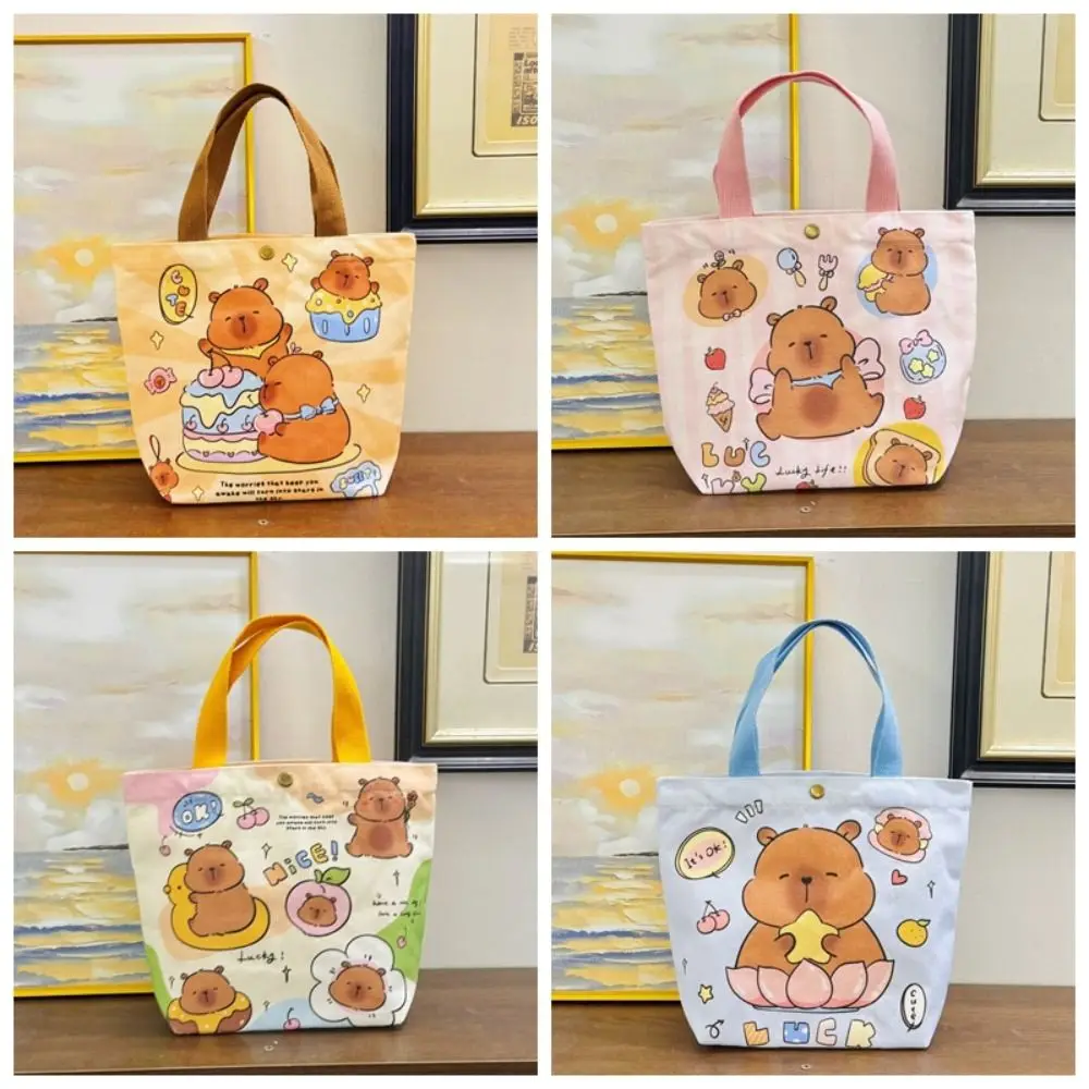 Handtas Dikker Capibara Canvas Tas Brief Cartoon Pop Student Tote Bag Canvas Grote Capaciteit Capibara Schoudertas Reizen