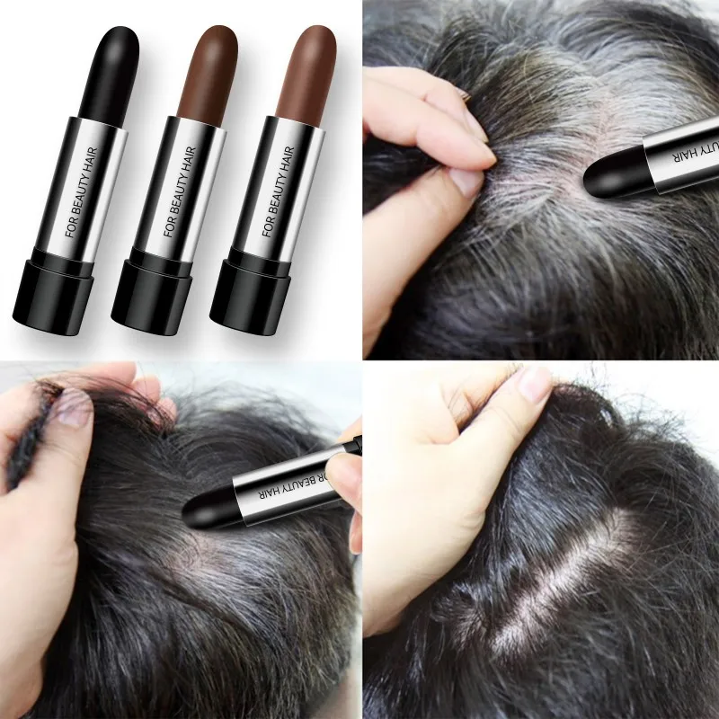 3 Colors Hair Chalk Dye Pen Stick Cover Styling Black Dark Brown Coffee Disposable Coloring Easy to Apply Effective Maquiagem