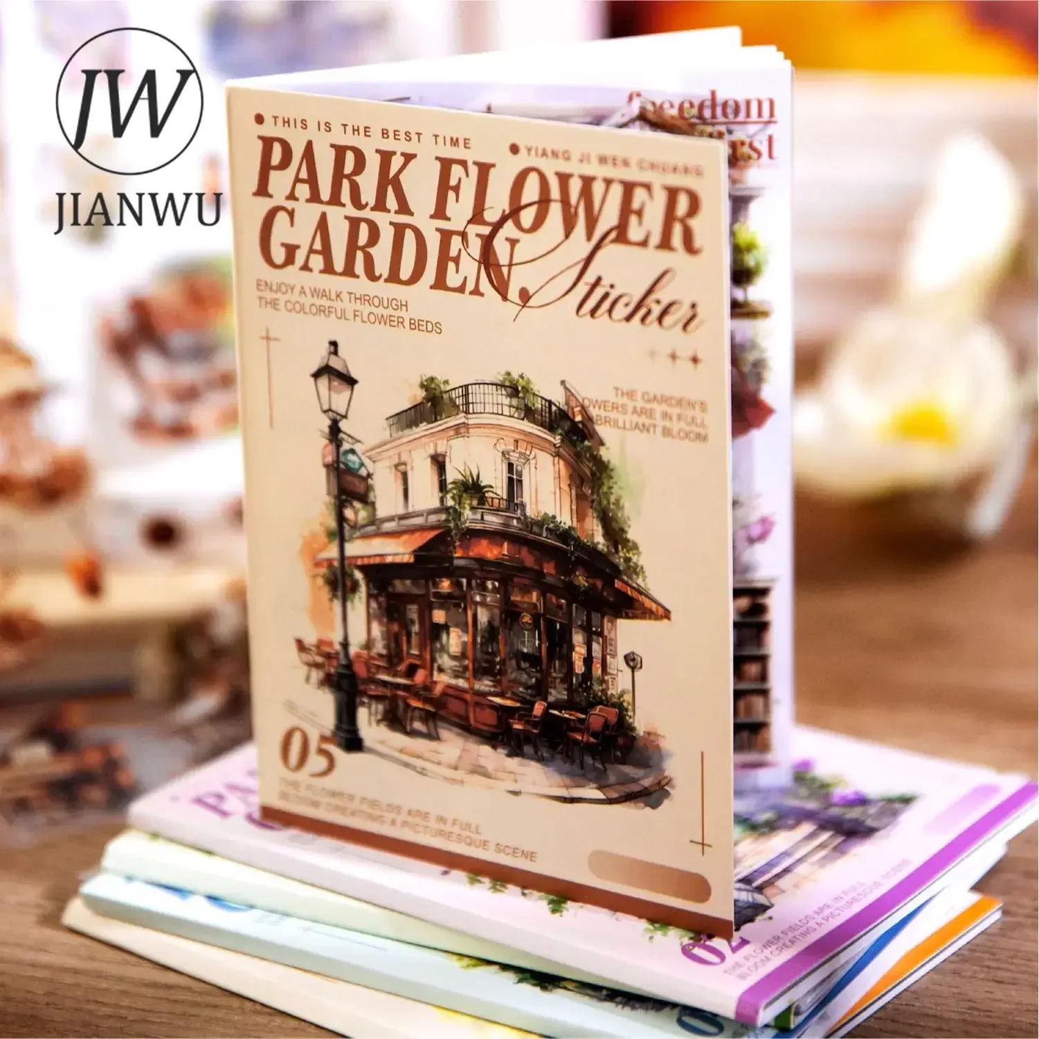 JIANWU Garden and Flower Field Series Vintage Flower Character Material Collage Sticker Book Creative Journal Stationery