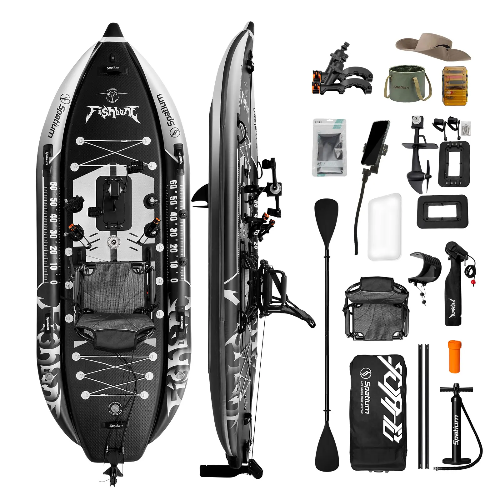Spatium US Local Warehousedrive 0.9 PVC Bottom Reinforcement, Inflatable Pedal Fishing Kayak with Seats and Accessories for Sale