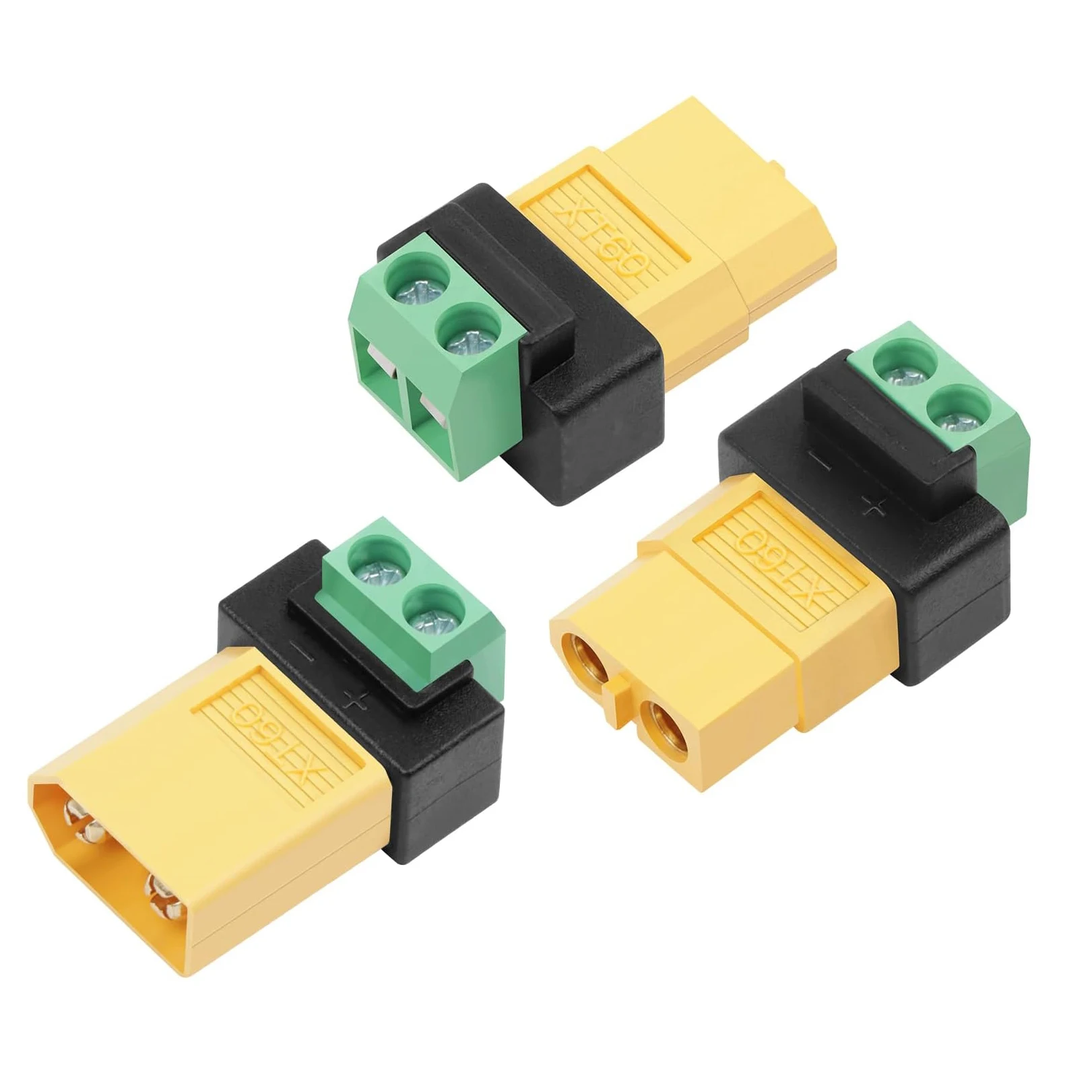 Male Female XT60 Connectors Screw Terminal Adapter,XT60 to 2PIN Solderless Terminal Plug for Solar