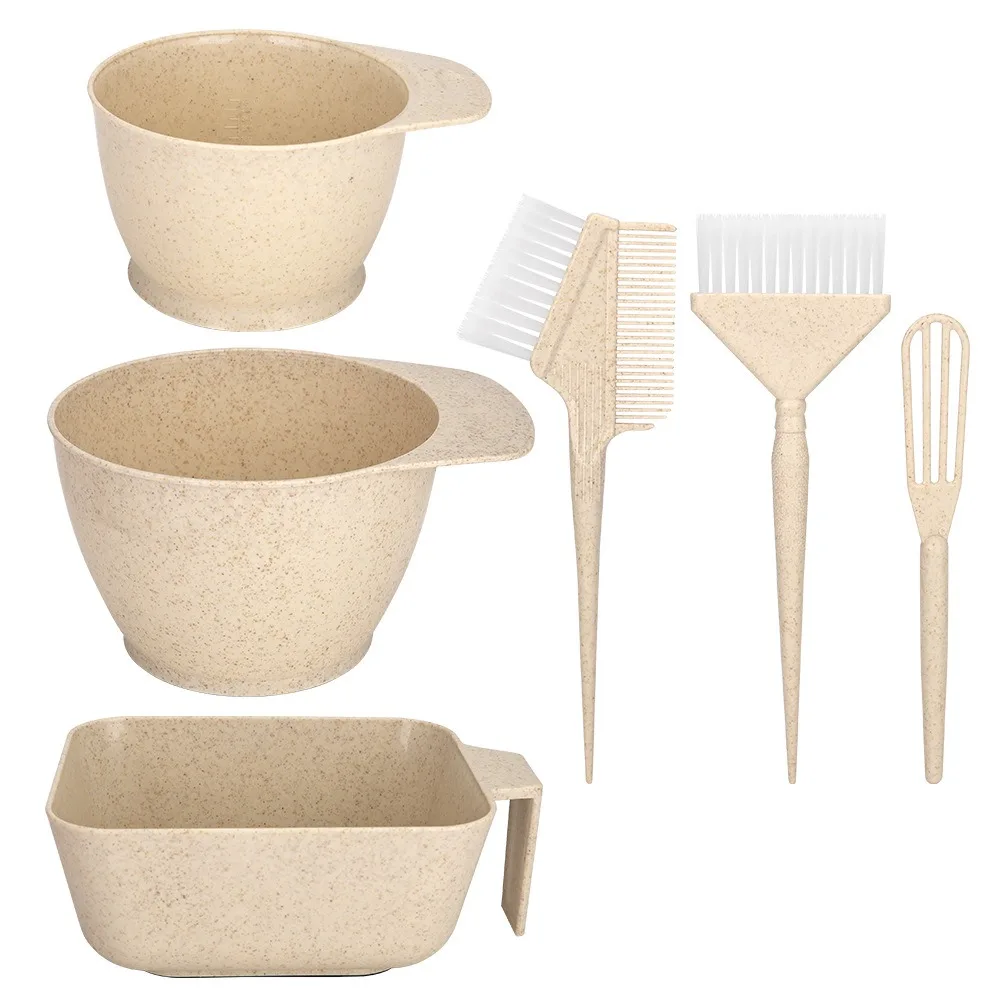 

Набор для профессионального окрашивания волос из 6 предметов, 4 цвета, для парикмахерских работ и домашнего использования, с прочной чашей для смешивания и кистями