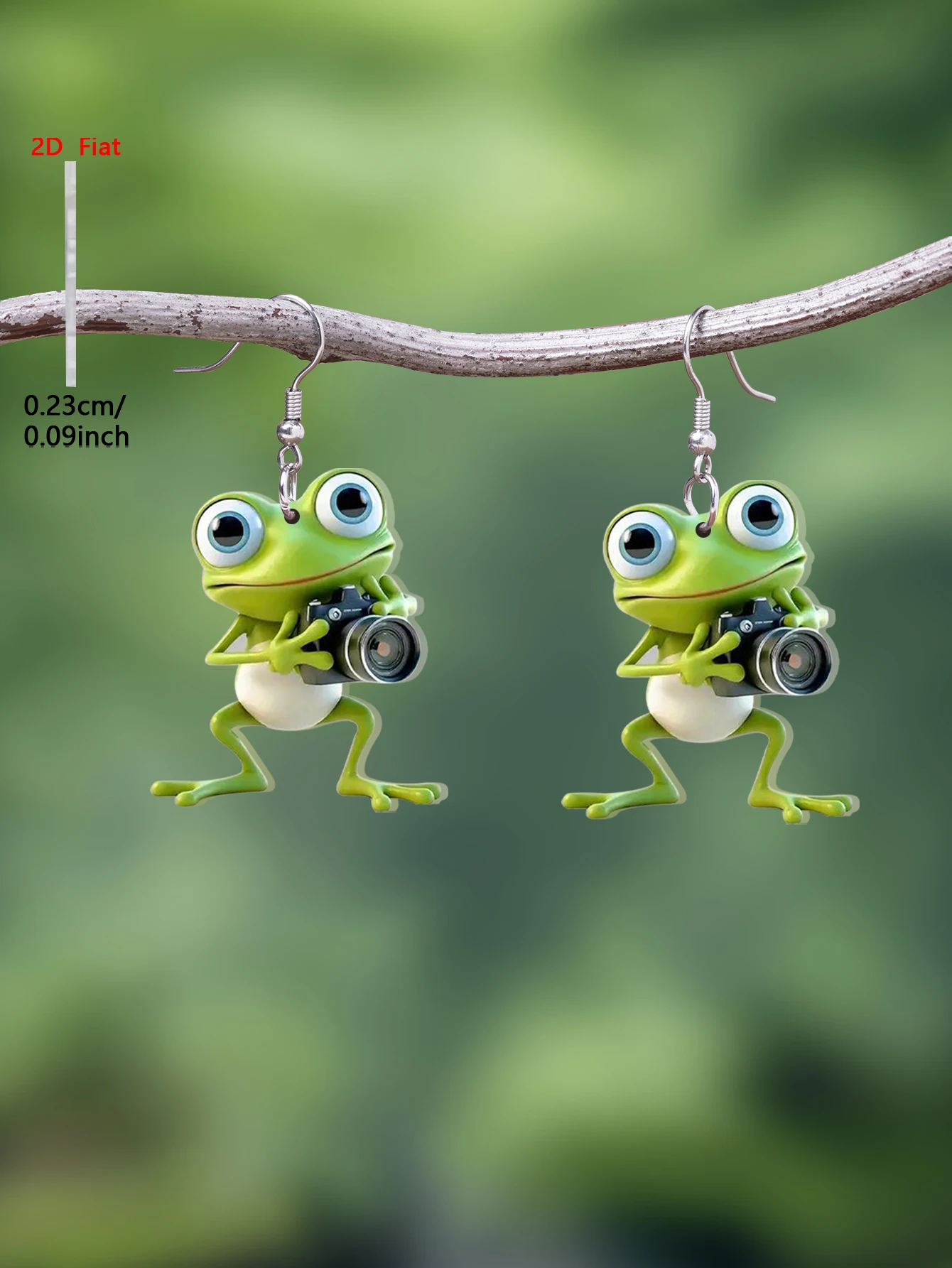 1 Pair of 2D Flat-1Pair Photography Frog Pattern Acrylic Pendant Drop Earrings, Elegant and Simple Style Jewelry Earrings for Women Suitable for Daily Wear and Vacation Wear