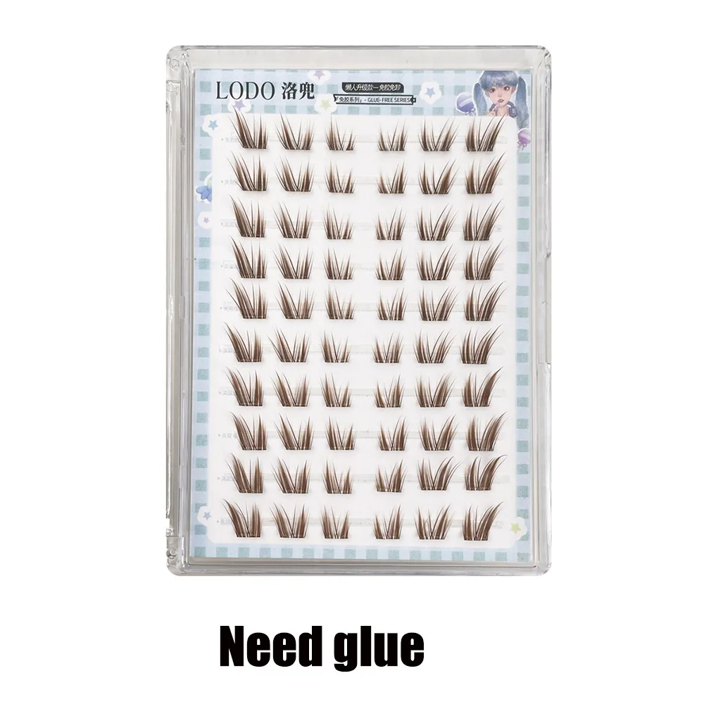 Mulheres estilo olho de gato marrom lash clusters natural diy cílios individuais clusters extensão de cílios