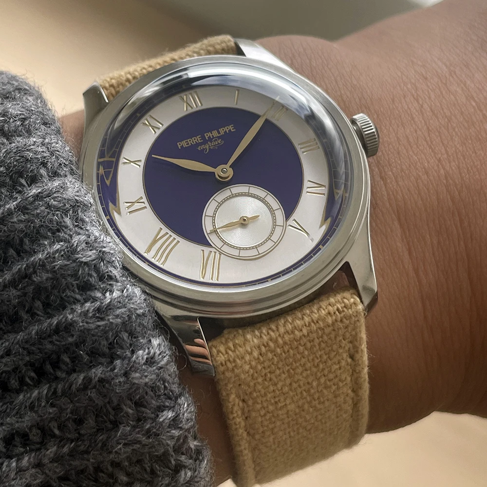 المينا النقش خمر موضة ST17 الميكانيكية اليد الرياح ساعة للرجال الأرجواني ساعة معصم مقاوم للماء Reloj Hombre Merkur #1