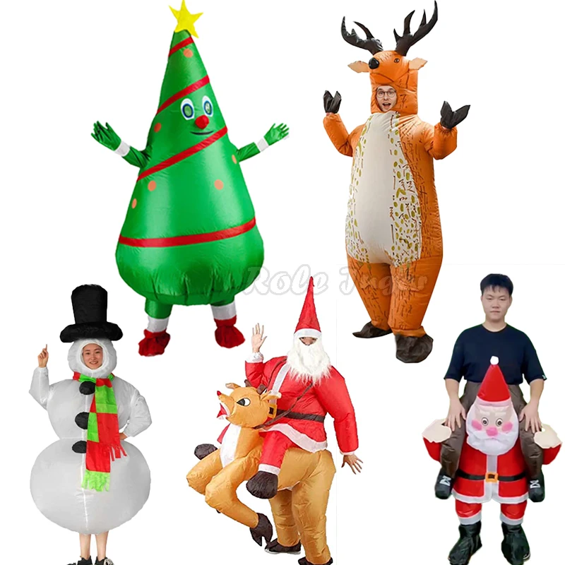 

Santa Claus Inflatable Costume Adult Kids Fancy Snowman Tree Christmas Cosplay Clothing For Performance Festival Carnival Party