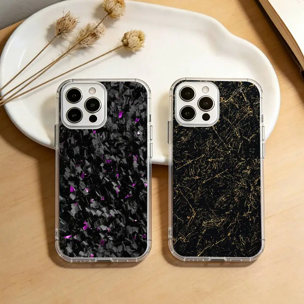 Carbon F-Fiber Pattern Painting  Phone Case For iPhone 17 16 15 14 13 12 11 Mini Pro Max Plus Transparent Cover