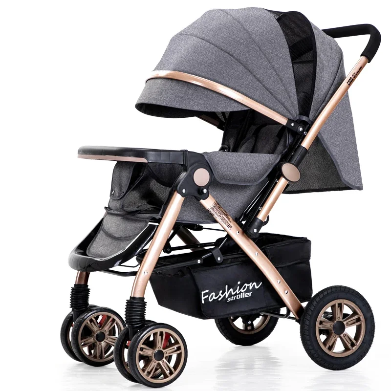

High Landscape Baby Stroller Can Sit or Lie Down Lightweight Foldable in Both Directions Shock-absorbing for Newborns