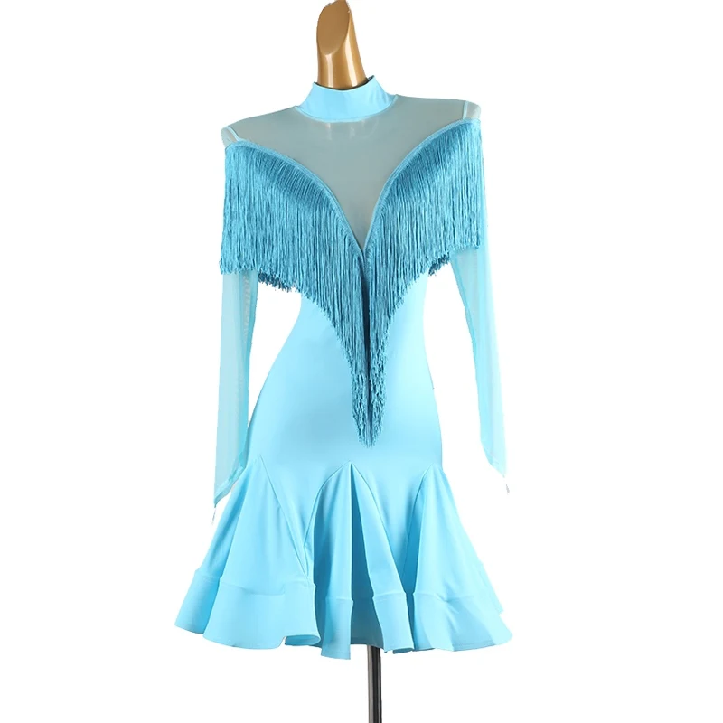 Robe à pampilles de danse latine haut de gamme pour femmes, olympiques de performance dos nu sexy, vêtements pour adultes, Chacha, Régions ba, Tango, DQL9Anthr