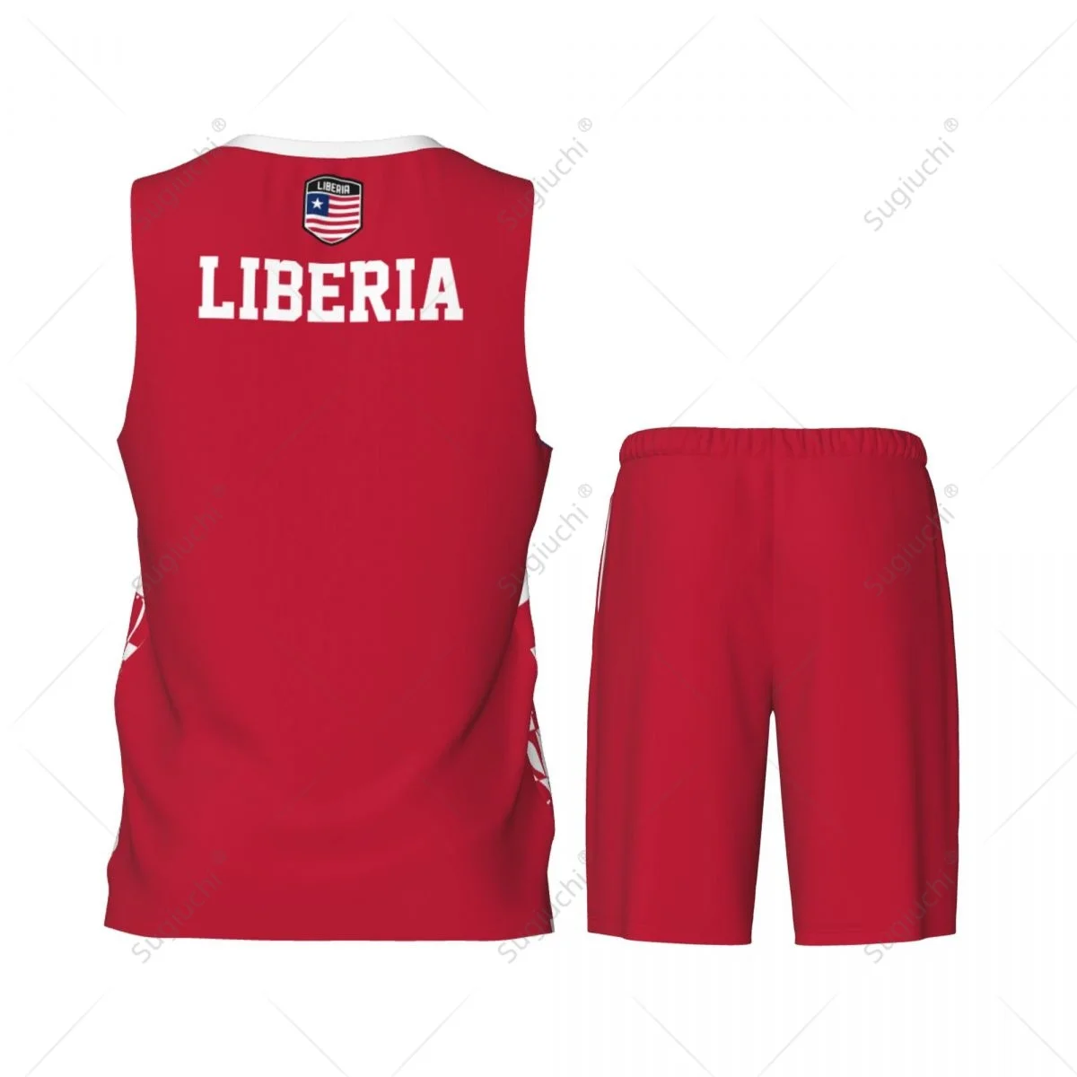 Team-up Liberia Flag Grain Men Basketball Jersey Set Shirt & Pants Sleeveless Custom Name Nunber Exclusive