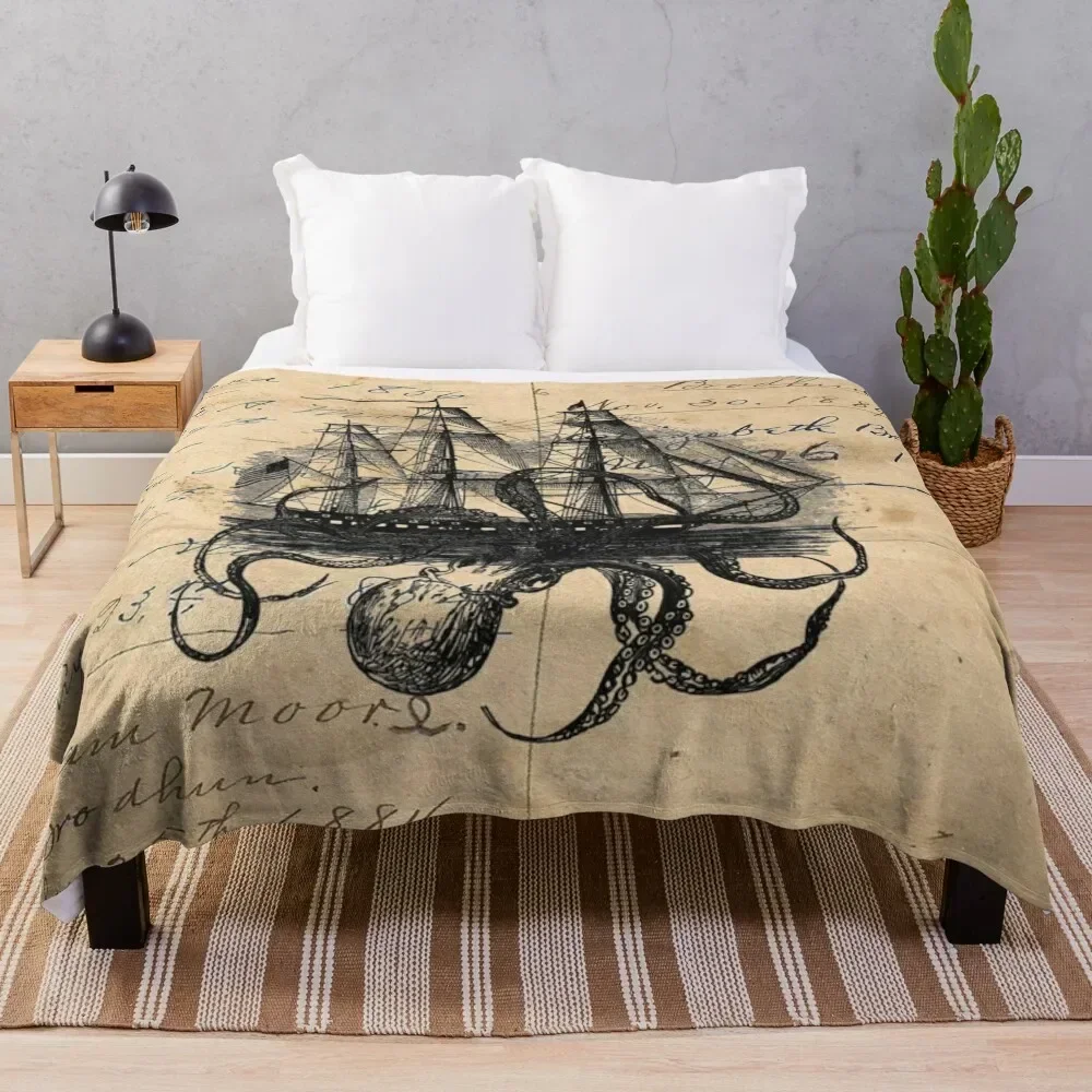 

Kraken Attacking Ship on Ledger DesignKAS947 Throw Blanket warm for winter Decorative Beds Decorative Sofas for babies Blankets