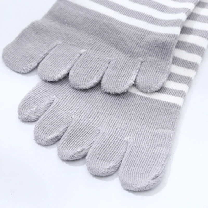 1Pairs Kids Toe Socks Striped Cotton-finger Socks for 4-12T Children Boys Girls Casual Five Toes Socks Breathable Short Socks