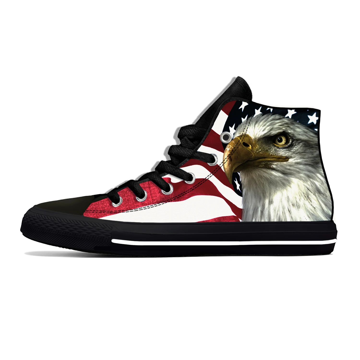 2022 US USA American America Flag Eagle Patriotic Casual Cloth Shoes High Top Lightweight Breathable 3D Print Men Women Sneakers