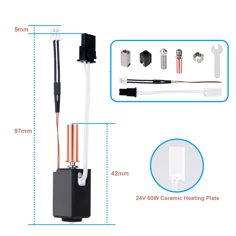 Verbessertes Hotend-Kit 24V für Anycubic Kobra 2 Kobra 2 Serie Neo Pro/Plus/Max Hot End Kit 24V 60W Kobra 2 Plus/2 Max/2 Neo/2 Pro