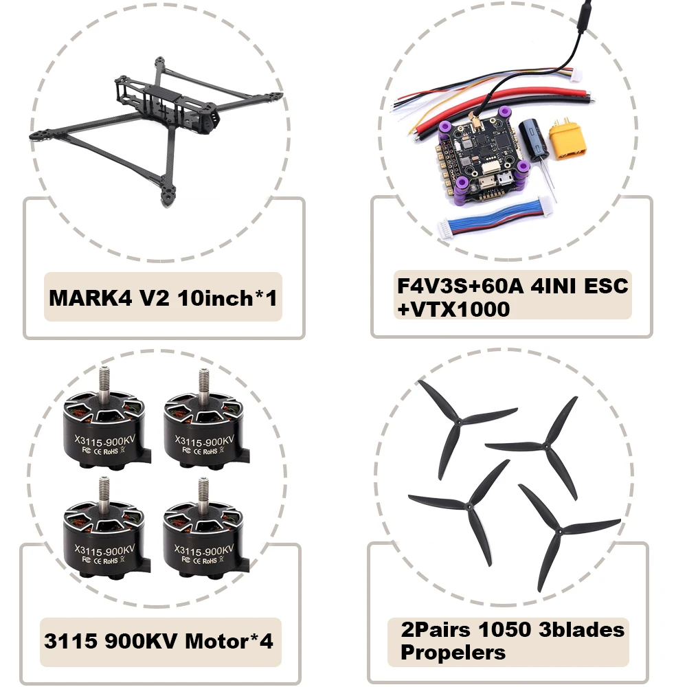 

F4V3S/F4V3S PLUS Flight Control V2 10inch 45/60A 4INI ESC rack drone Sky carbon fiber FPV Racing Drone Quadcopter Freestyle