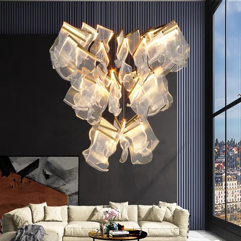 Modern home decoration crystal chandelier, stair Pendant lamp, living room Pendant lights, interior lighting