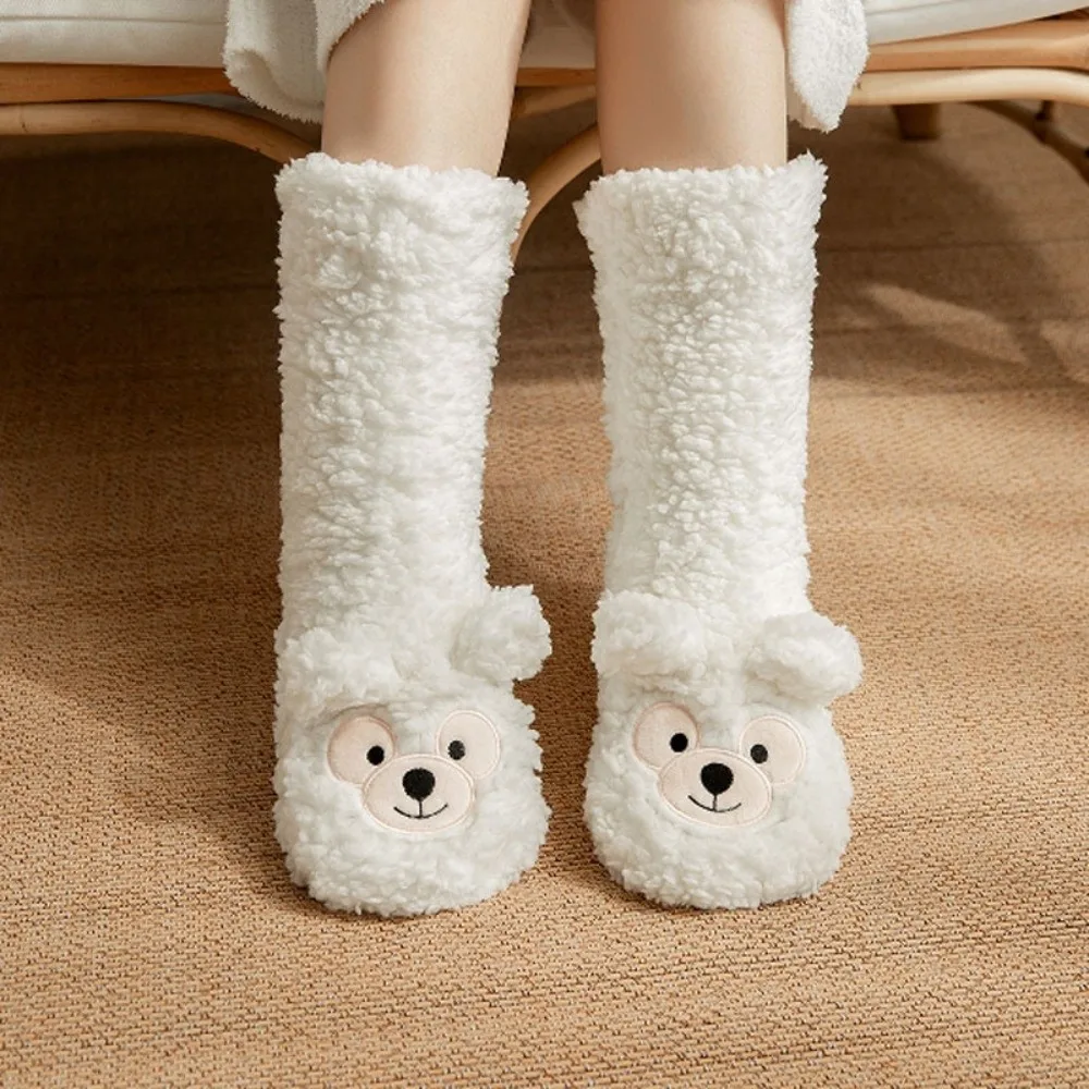 

Warm Thickened Thermal Socks Soft Anti Slip Floor Socks Coral Fleece Cartoon Leg Covers Women