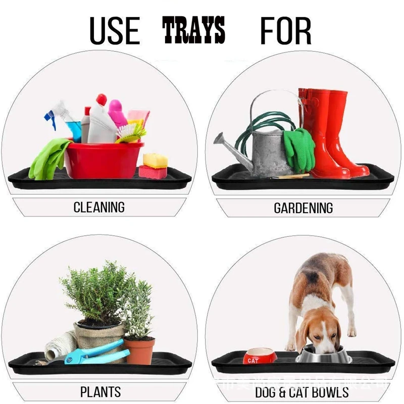 

AA58 3PCS Boot Tray Heavy Duty Shoe Mat Trays,Storage Tray,Dog Bowl or Cat Bowl Mats Trap Mud to Protect Floor 13.7X10.8 Inch