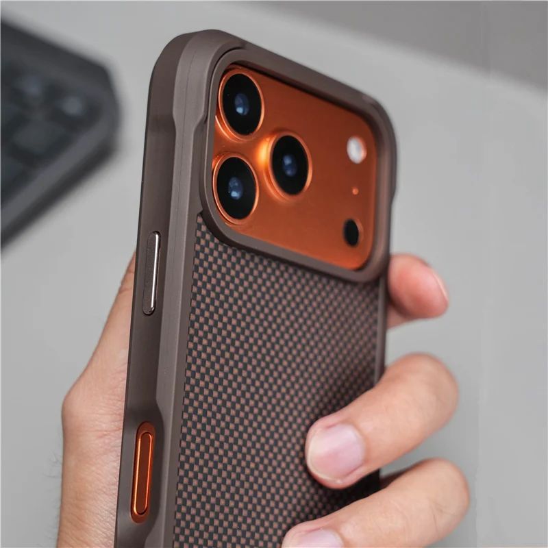 

Luxury Lattice Woven Magnetic Magsafe Case For iPhone 17 16 17Pro 17Pro Max Matte Wireless Charging Hard Shockproof Back Cover