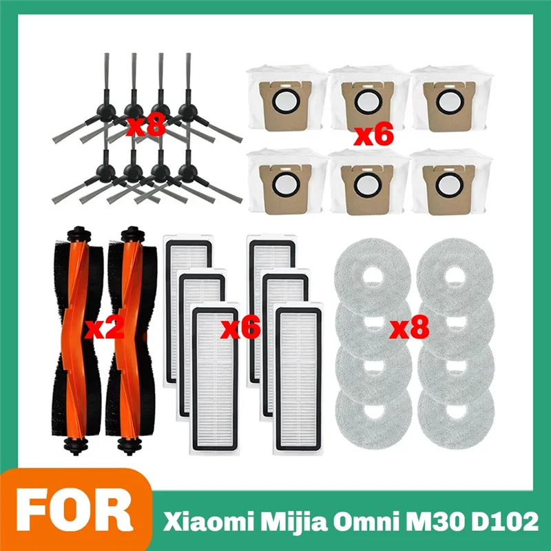 

TCF-Hepa Dust Bags Mop Cloth Accessories For Xiaomi Mijia Omni M30 D102 Vacuum Cleaner Roller Side Brush Replacement
