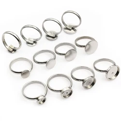 5pcs 6/8/10/12/14mm Inner Size No Fade Stainless Steel Craft Ring Cabochons Blank Base Settings DIY Jewelry Making Accessories