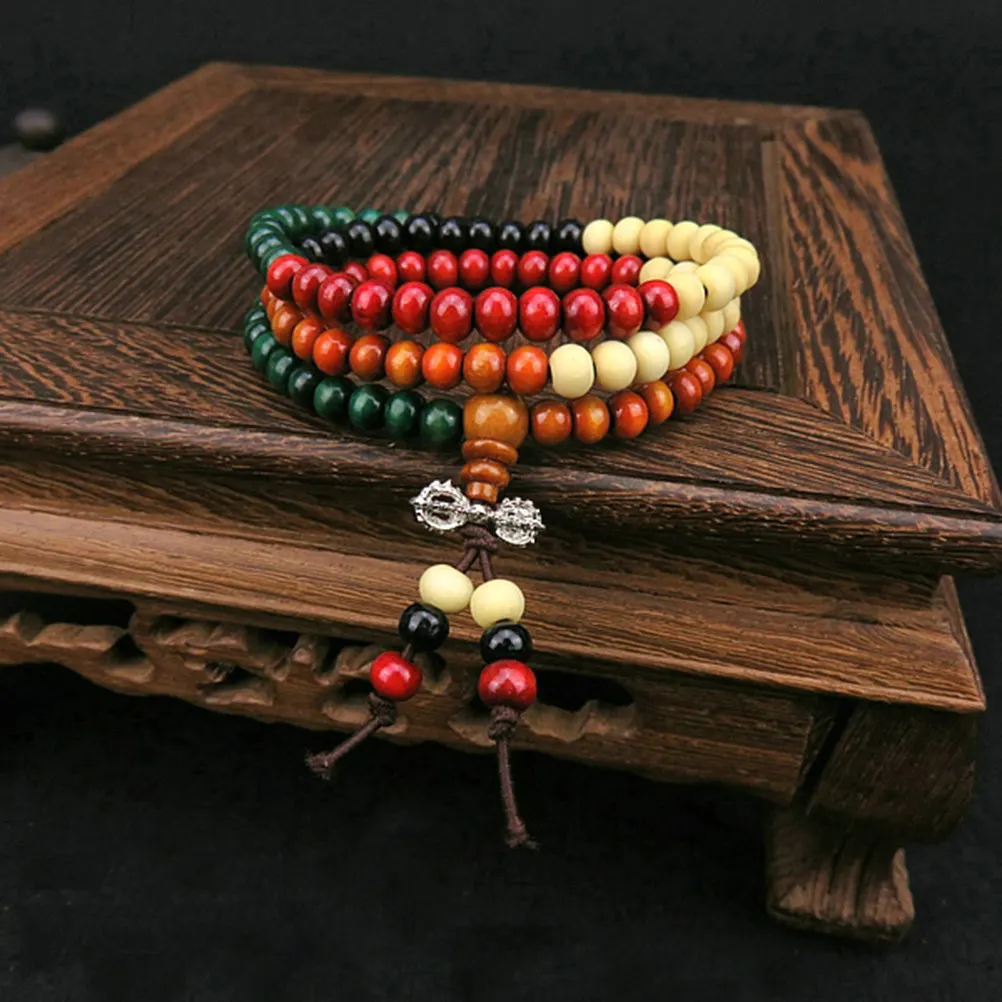 3Pcs Buddha Bracelet Set 8Mm Wooden Beaded Prayer Bracelets Handmade Elastic String Devout Buddhist Symbolizing 108 Worries