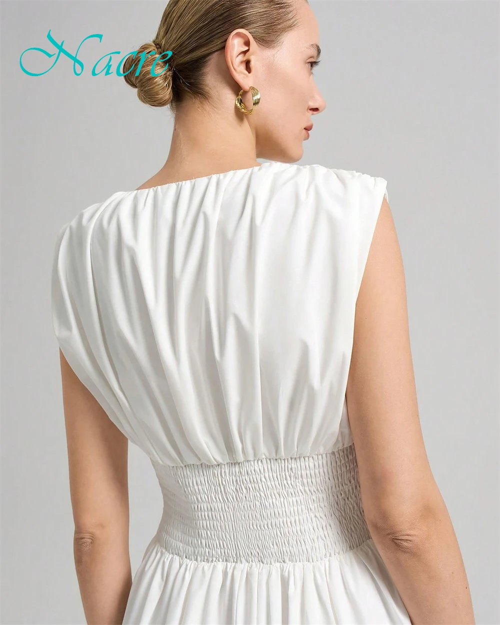 Moda personalizada camisa vestido de noite delicado sem mangas vestidos de baile temperamento com decote em v vestidos de ocasião especial