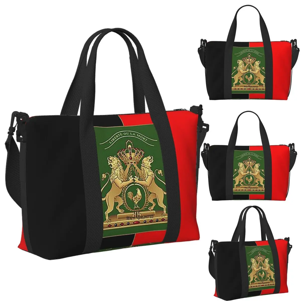 

Custom Haitian Independence Flag Beach Travel Bag Large Capacity Tote Bags for Gym Yoga Women Shopping Duffle Shoulder Bag