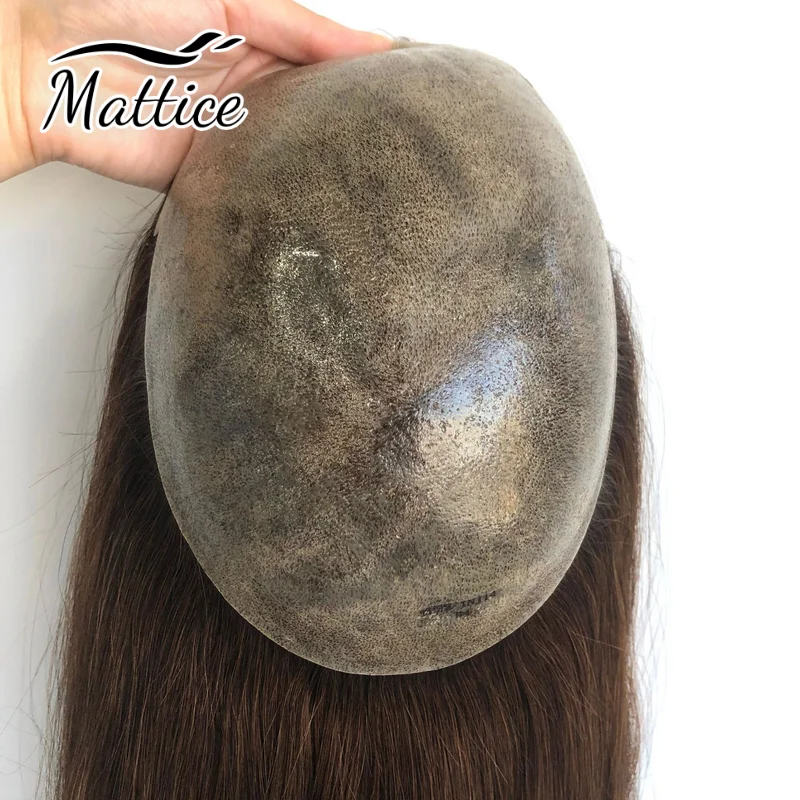 Long Hair Men Wig 14-16inch 0.1mm Skin Men Toupee Natural Hairline Men\'s Wigs Full Skin Male Hair Capillary Prosthesis