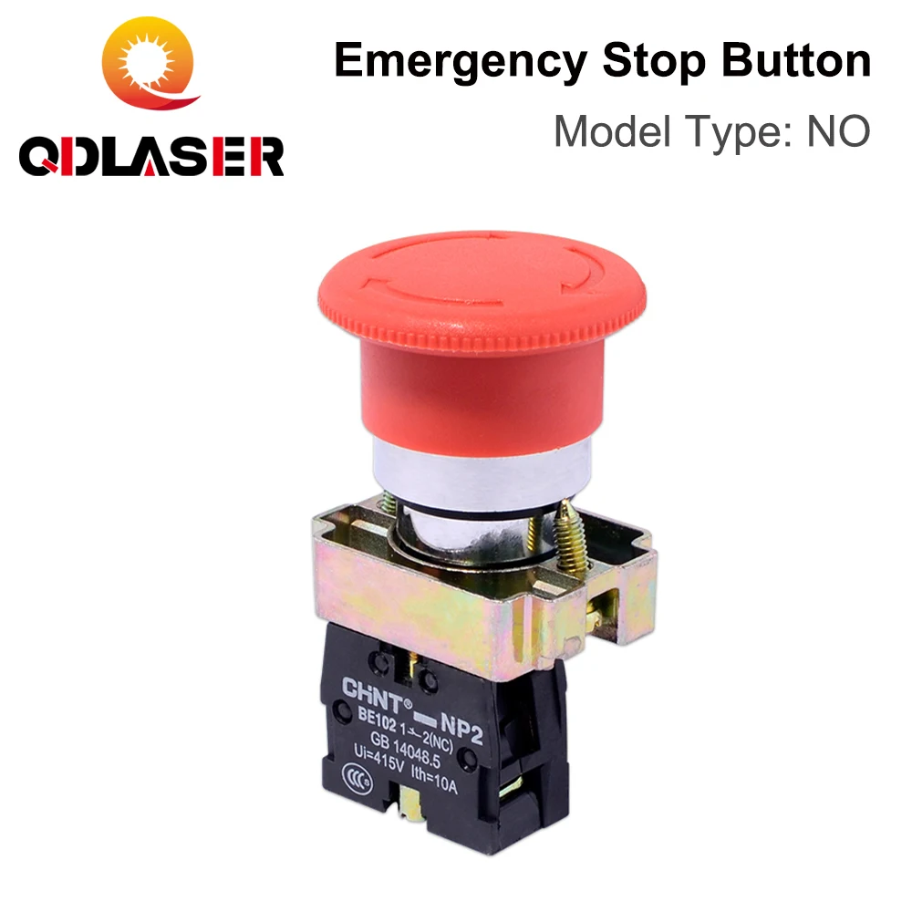 QDLASER Emergency stop switch button NC Momentary Latching BE102 for CO2 Laser Engraving Cutting Machine