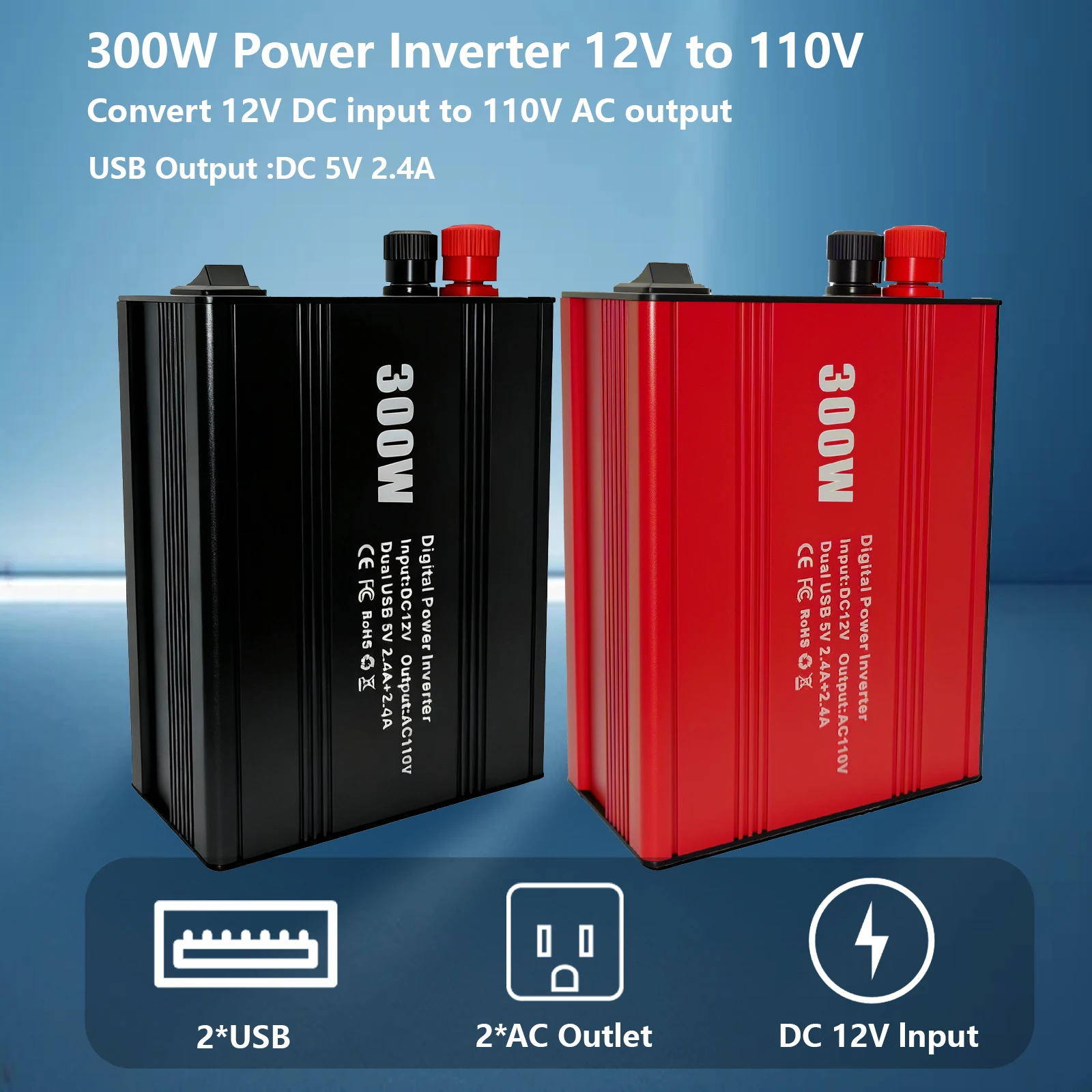12 فولت 220 فولت 600 واط الذروة قوة عاكس طاقة السيارة تعديل شرط لموجة العاكس 300 واط تصنيف مقبس USB السيارات العاكس محول #1