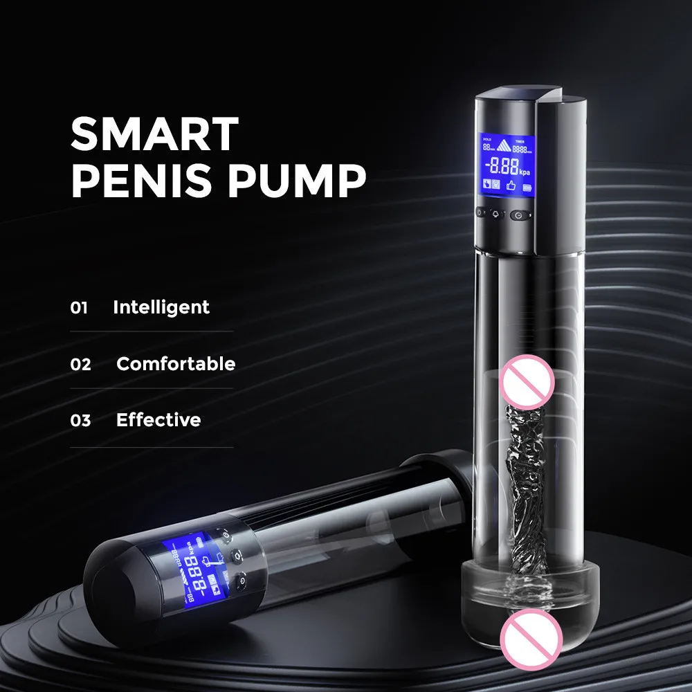 Male Vacuum Pump Penis Pump LCD Erector Stretching Trainer Masturbation Airplane Cup Male Exercise Enlarger Adult Sex Products