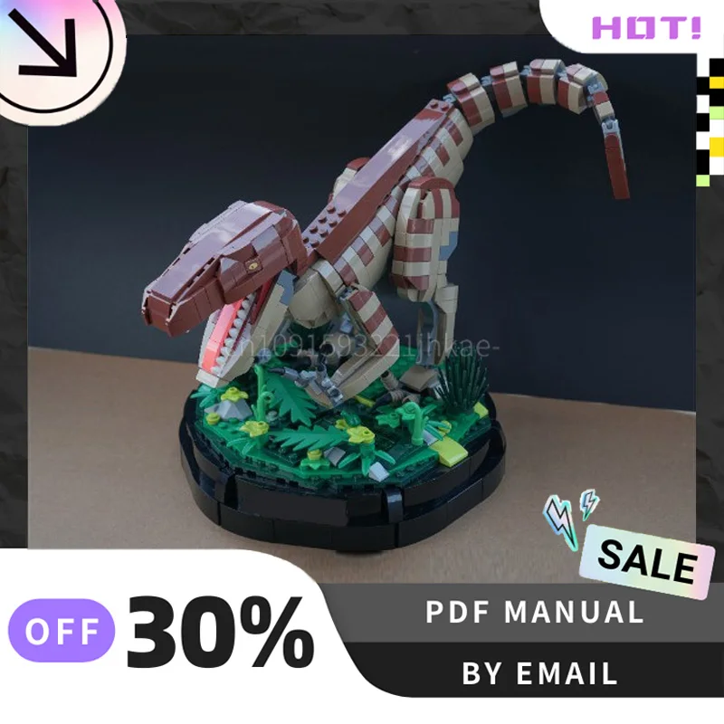 [1353PCS] Customized MOC Velociraptor Statue Creative Building Blocks Set STEM Educational Toys Construction Model Kit Birthday