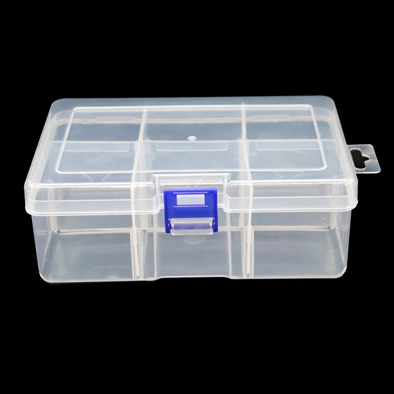 1PC Plastic 6-Grid Plastic Box Removable Storage Box For Tools Jewelry And Fishing Gear Desktop Storage Box