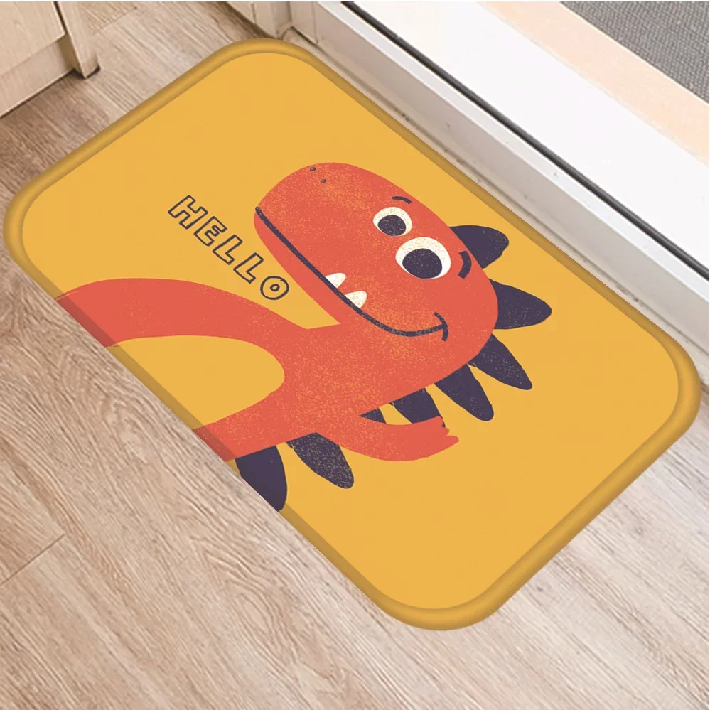 Cute Cartoon Dinosaur Print Floor Mat Animals Carpet Soft Flannel Doormat Rugs for Bedroom Living Room Door Floor Hallway Mats