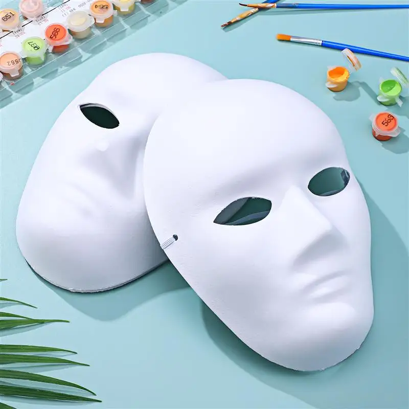 4 Pcs Graffiti Blank Masks Paper Masks Masquerade Carnival Halloween Party Masks DIY Paintable Human Face Masks Cosplay Prop