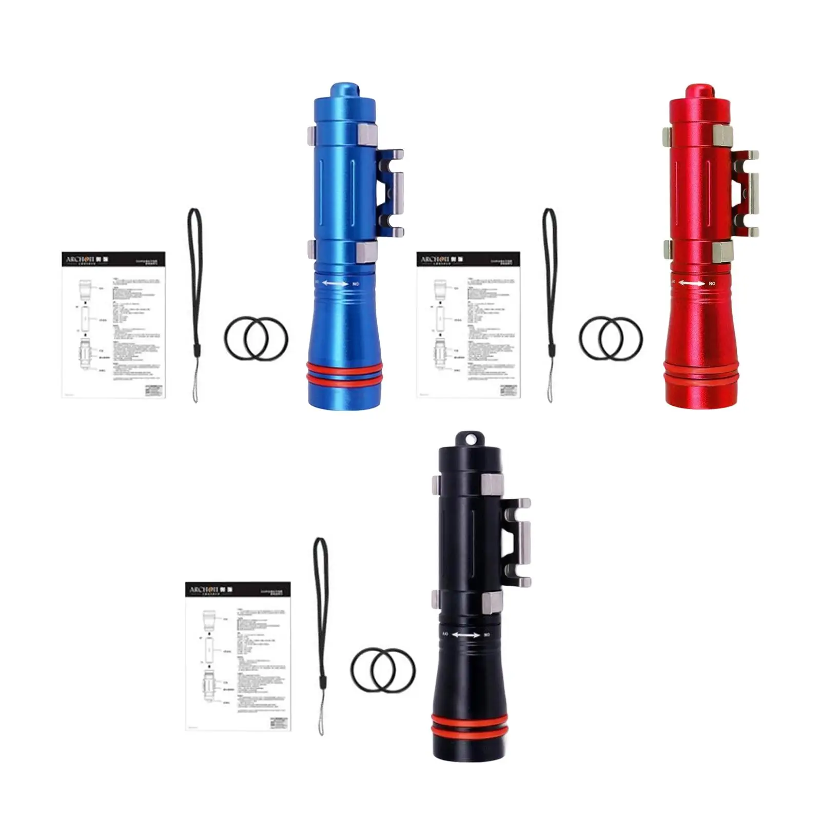 Diving Flashlight Portable Aluminum Alloy Multifunctional Underwater Light for Outdoor Emergency Snorkeling Night Diving Caving