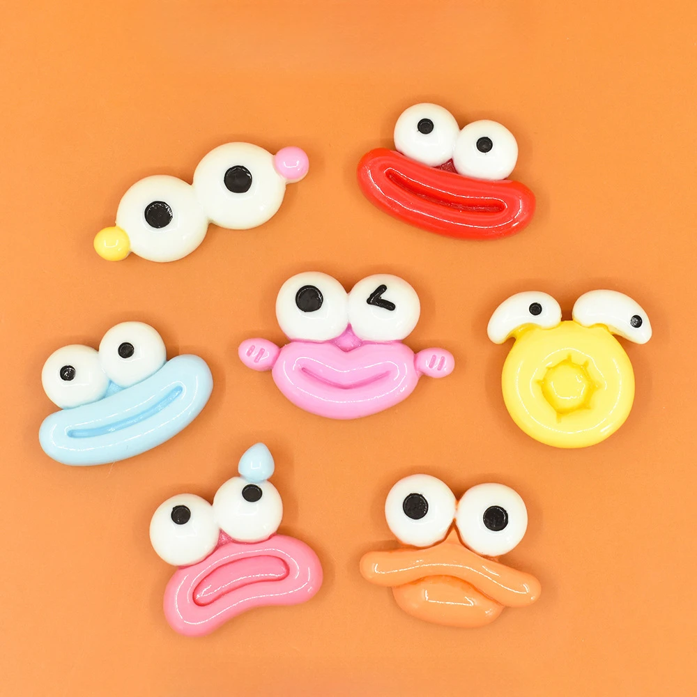 Kawaii Resin Funny Big Eyes Figurines Flat Back Embellishments Parts Scrapbooking Cabochon Materials Accessories Charms