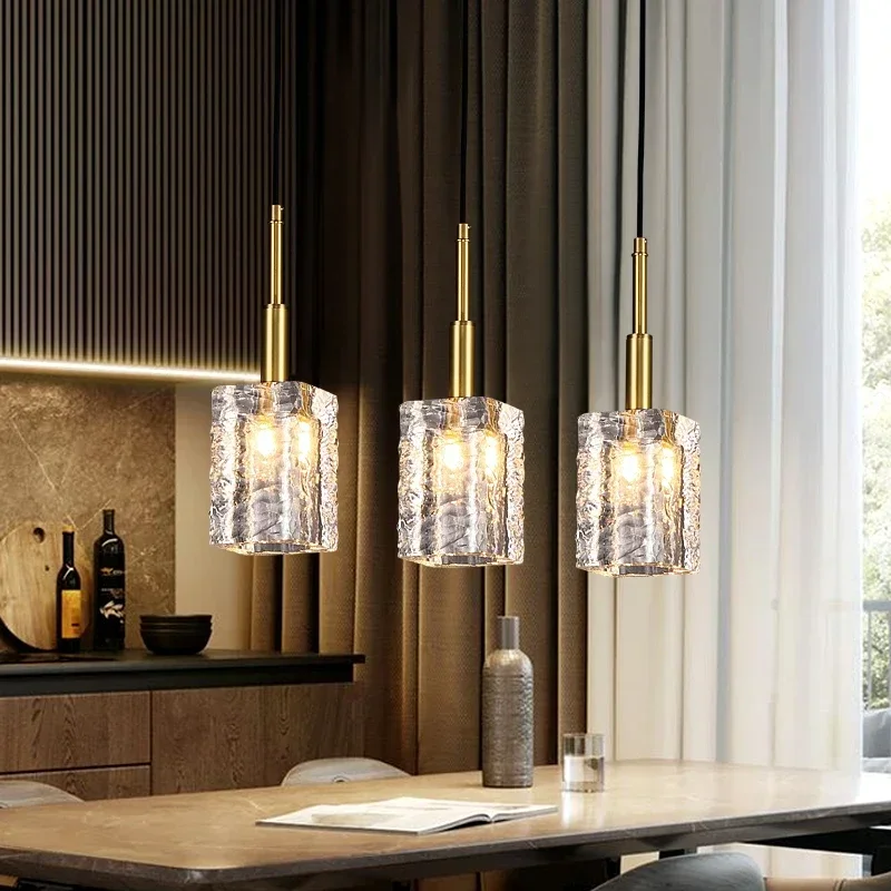 odern Copper Gold Crystal Chandelier Luxury Single Head Long Line Hanging Light for Bedroom Bar Restaurant Dining  LED Lighting