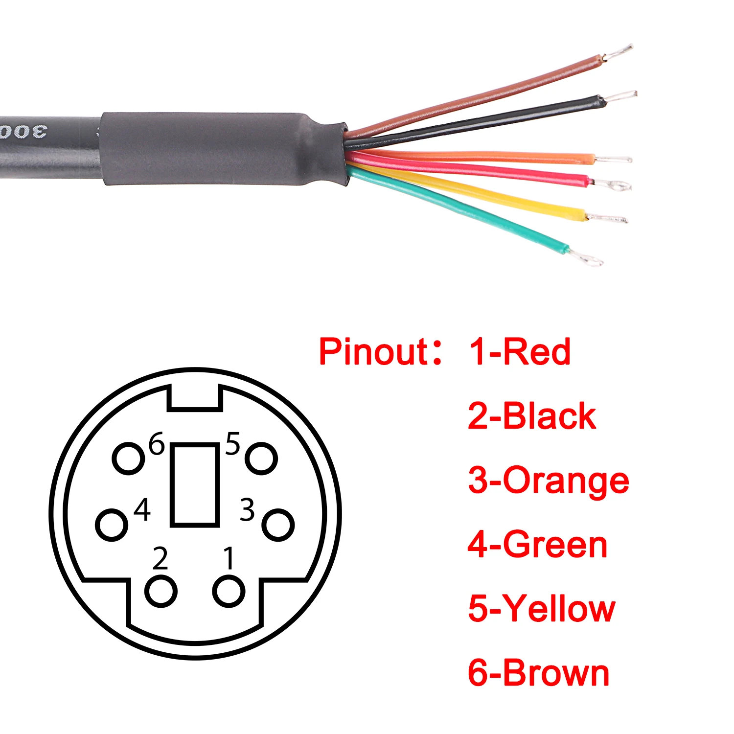 Mini DIN 6 pin Male MD6 to Wire End Connecter Adapter Cable