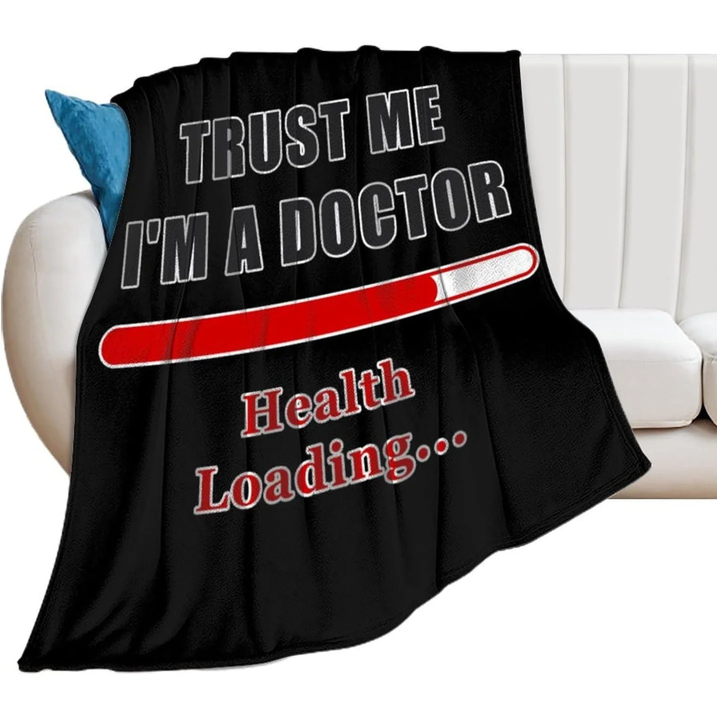 Funny Doctor Nurse Gift Throw Blanket Trust Me I'm A Doctor Loading Medical Humor Cozy Throw for Healthcare Workers