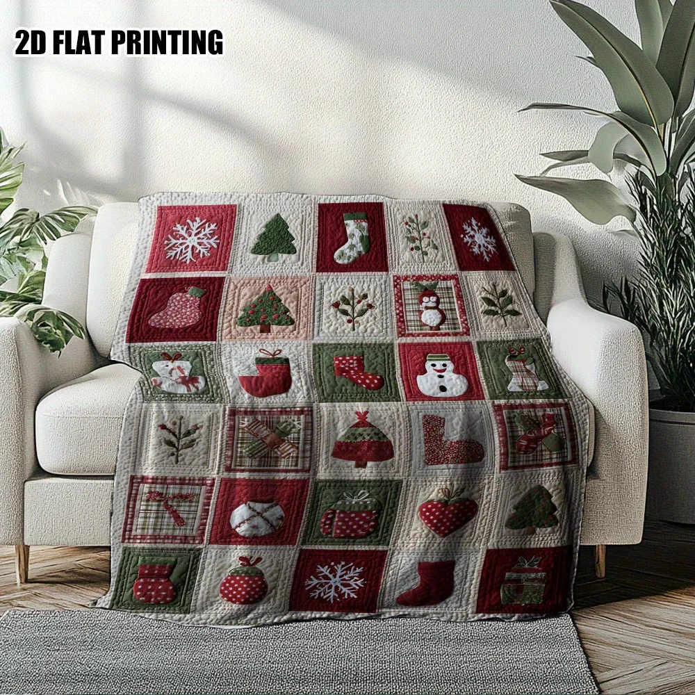 قطعة واحدة من بطانيات الفانيلا الاحتفالية لعيد الميلاد، مثالية للسفر والمكتب، مع رقاقات الثلج وأشجار عيد الميلاد والمزيد، بطانية مكتب #6