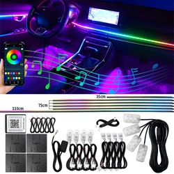 18 in 1 Streamer Symphony Dual Zone App Sounds Ambient Lamp Car Interior Dashboard Acrylic Neon Strip Atmosphere LED Lights 12V