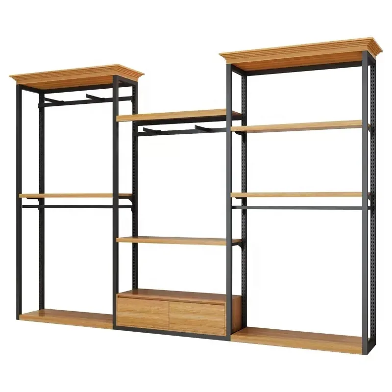 

Customize.High New Fashion Brass Metal Black Men Clothing Display Racks Furniture Cloth Store Display Stand Rack
