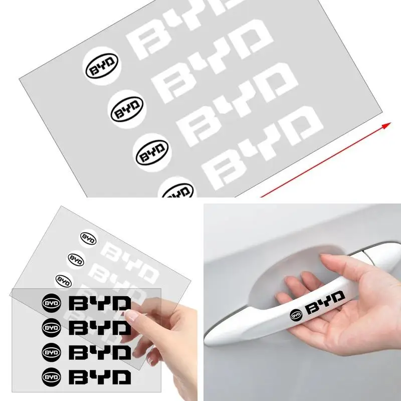 BYD 4Pcs Multi‑Position Exterior Stickers For Atto 3 Seal Dolphin Han Tang Song Yuan Door‑Handle Mirror Valve‑Stem Wear‑Resistan