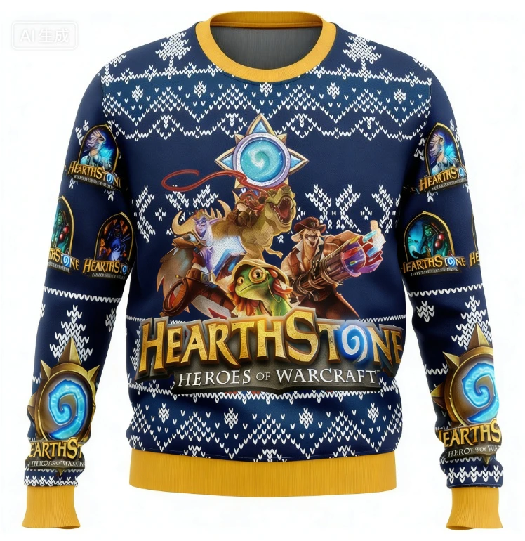 سترة بغطاء للرأس بأكمام طويلة مطبوعة ثلاثية الأبعاد من Hearth Stone Alt Ugly Christmas للرجال والنساء، سترة رياضية كاجوال للاستخدام الخارجي #1