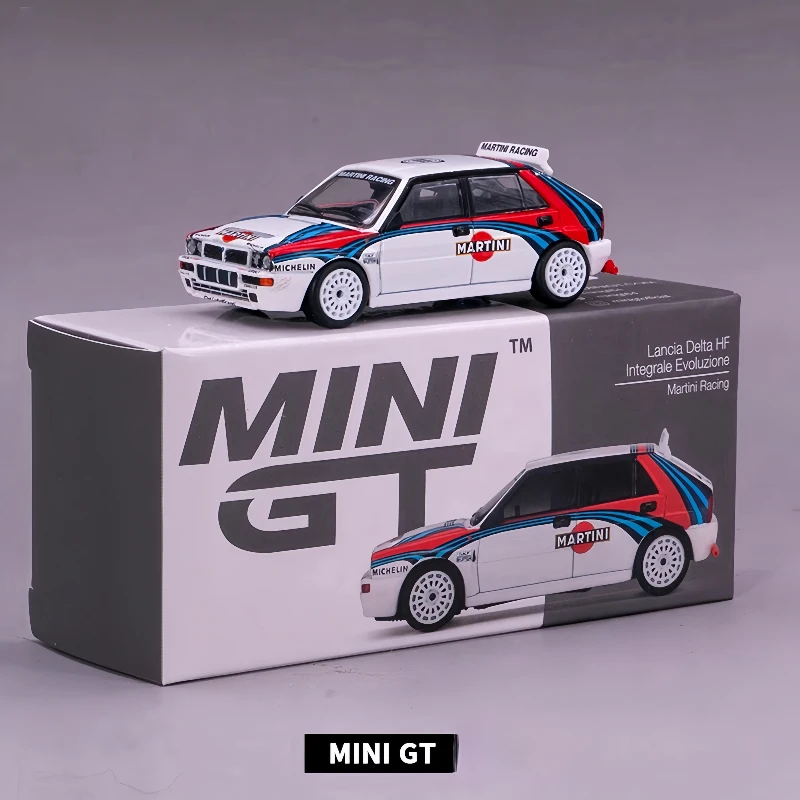 MINIGT 1:64,300 #   Modelo em miniatura de rolo de liga Lancia Martini, decoração para adultos, brinquedo para meninos, presente de aniversário infantil, colecionável