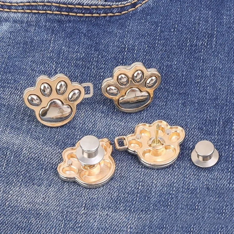 Cute Cat Claw Tighten Waist Buckle metal Brooches Pins Clip Adjustable Snap Button Jeans Buttons Detachable Clothing Accessories