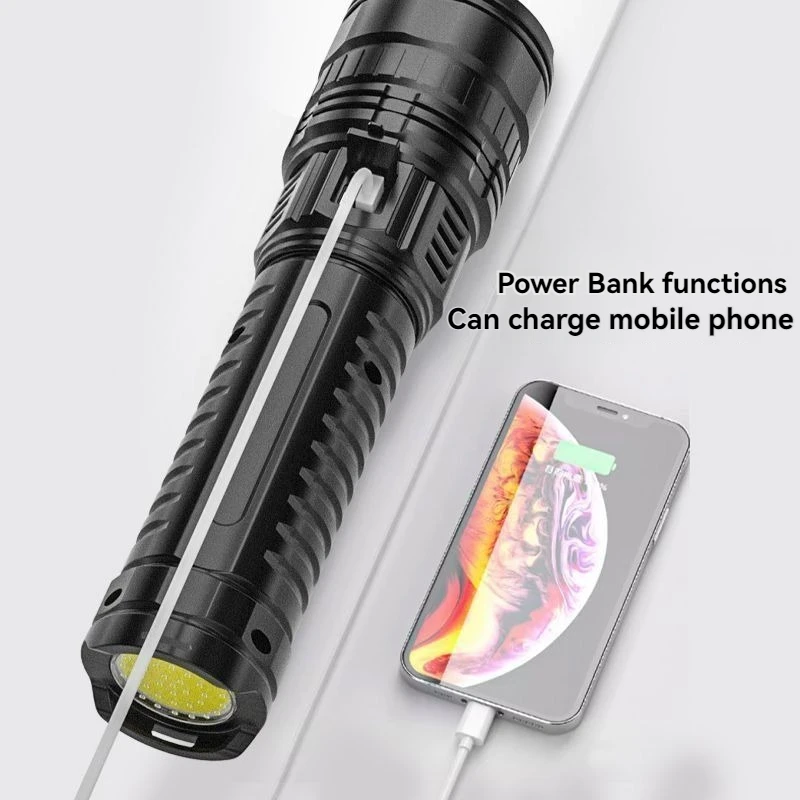 10000LM Most Powerful Led Flashlights Tactical 15000mah Built-in Battery 800W Flash Light Emergency Spotlights 4km Holiday Gifts image 5